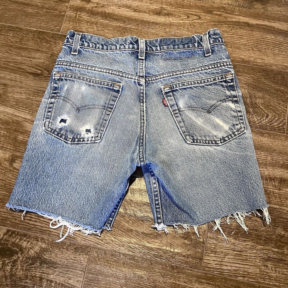 Vintage Levis Denim Shorts Jorts Womens 28 90s Raw Hem Distressed Western NO TAG